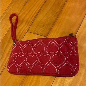 Cute red wristlet with white accent hearts